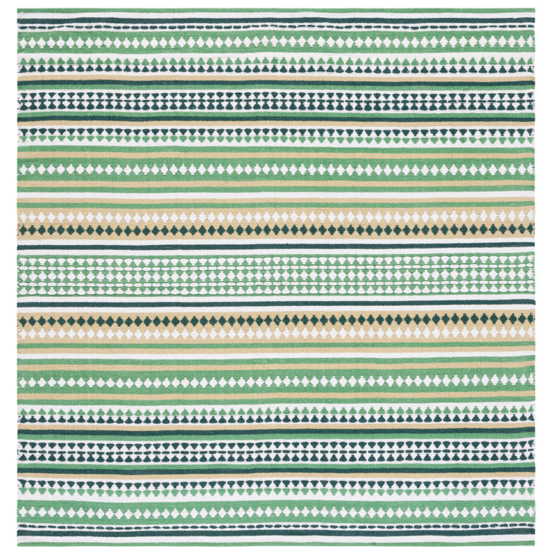 Adama Hand Woven Cotton Striped Rug, Square 6'