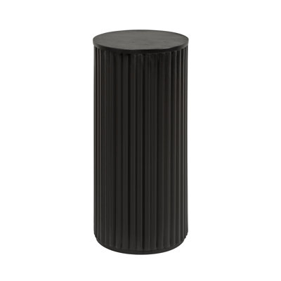 Round Ribbed Wood Drink Table