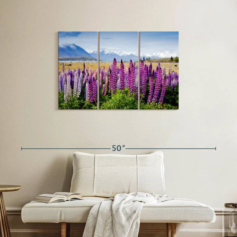 Harnek en fleurs mauves, H 24 po x l 38 po