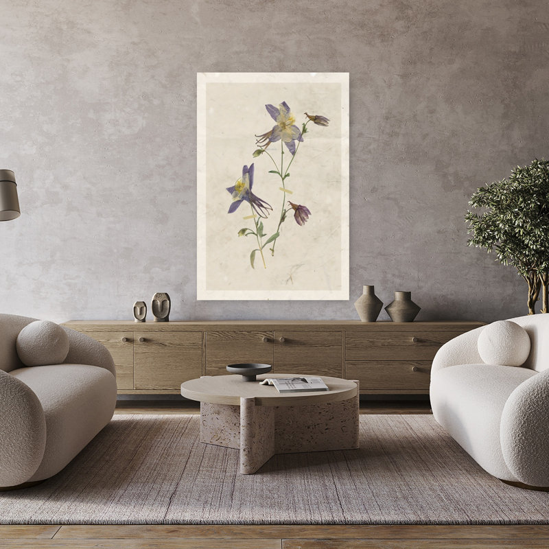 Art mural fleur pressé Columbine II, H 48 po x l 32 po