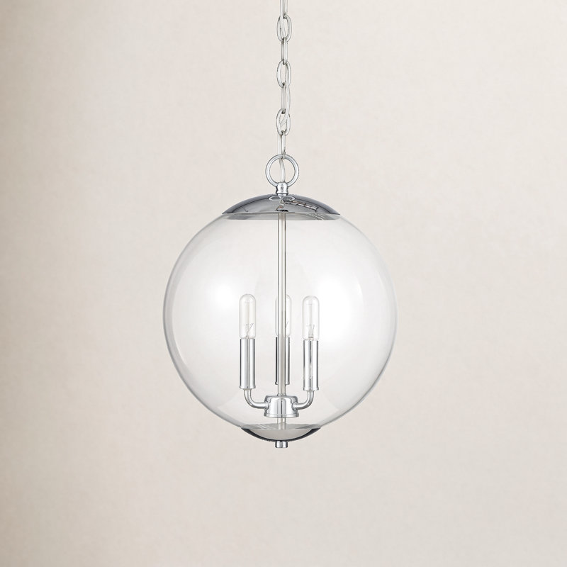 Patterson 3 - Light Shaded Globe Chandelier in Chrome, Chrome