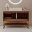 Meuble-lavabo moderne de 36 po avec lavabo vasque en céramique, armoire d'appoint dorée