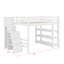 Lit mezzanine complet avec tablettes, escalier de rangement, garde-robe compacte et éclairage à DEL