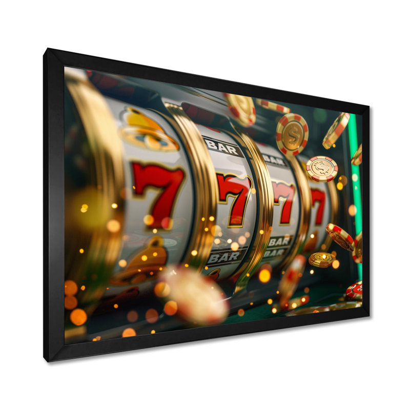 Machine à sous Jackpot Winner II, H 30 po x l 40 po x P 1,5 po, Toile encadrée noire simple