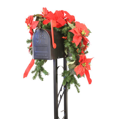 Ornement de boîte aux lettres rouge poinsettia