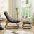Patio Outdoor Lounge Chair With Ottoman, Comfy Sling Recliner Chair With Puffy Cushion And Foot Stool, Ideal For Living Room, Bedroom, Reading Room, Frame With Grey Cushion-928029997