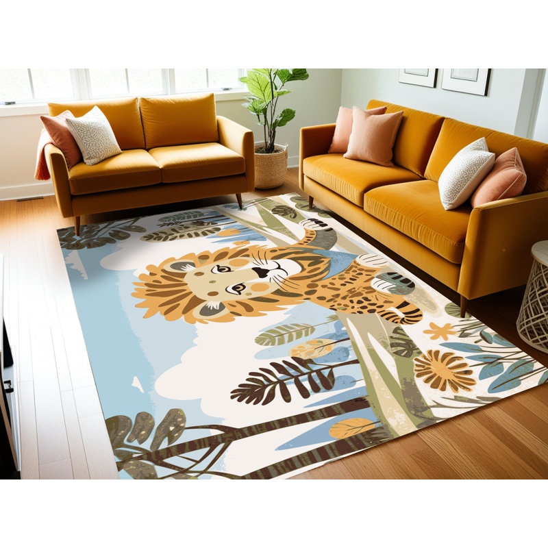 Tapis pour enfants mignons lavables Dakota Fields, Rectangulaire 7 pi x 10 pi