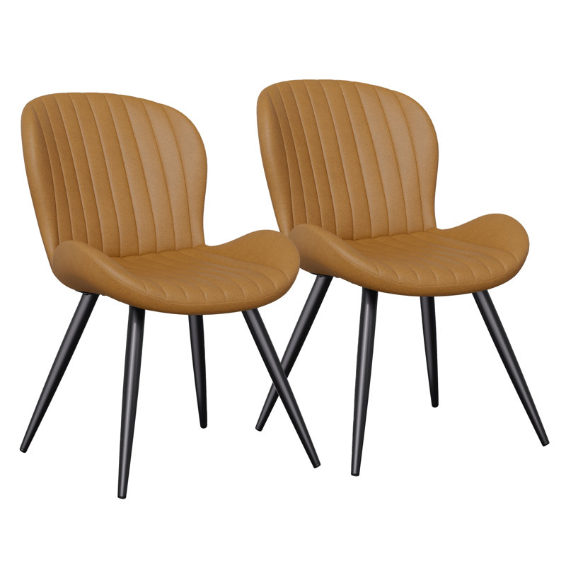 Upholstered Dining Chairs in Scandinavian Style, Brown Faux Leather, 2