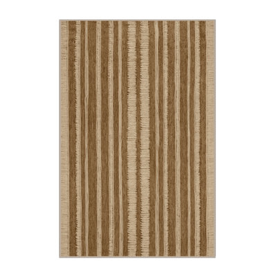 Machine Washable Botanical Brown Area Rug