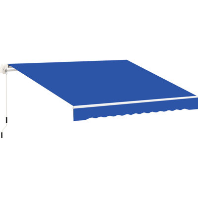 Auvent rétractable bleu pour terrasse 8 pi x 7 pi - Pare-soleil d'extérieur manuel réglable pour la résistance et la régulation de la chaleur