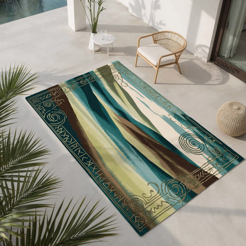 Tapis intérieur et extérieur Ethereal Streams, Rectangle 1'6" x 2'6"