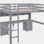 Lit mezzanine double avec bureau, armoires, tiroirs et plateau de chevet, station de charge, gris