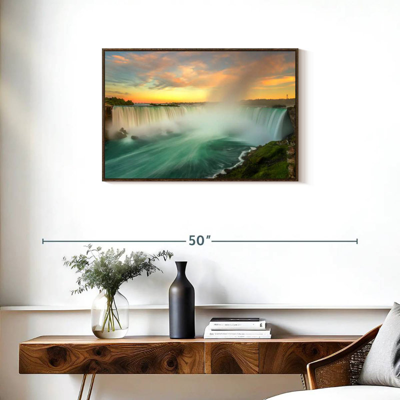 Paysage des chutes du Niagara, Cadre flottant noyer, 31 po x 21 po