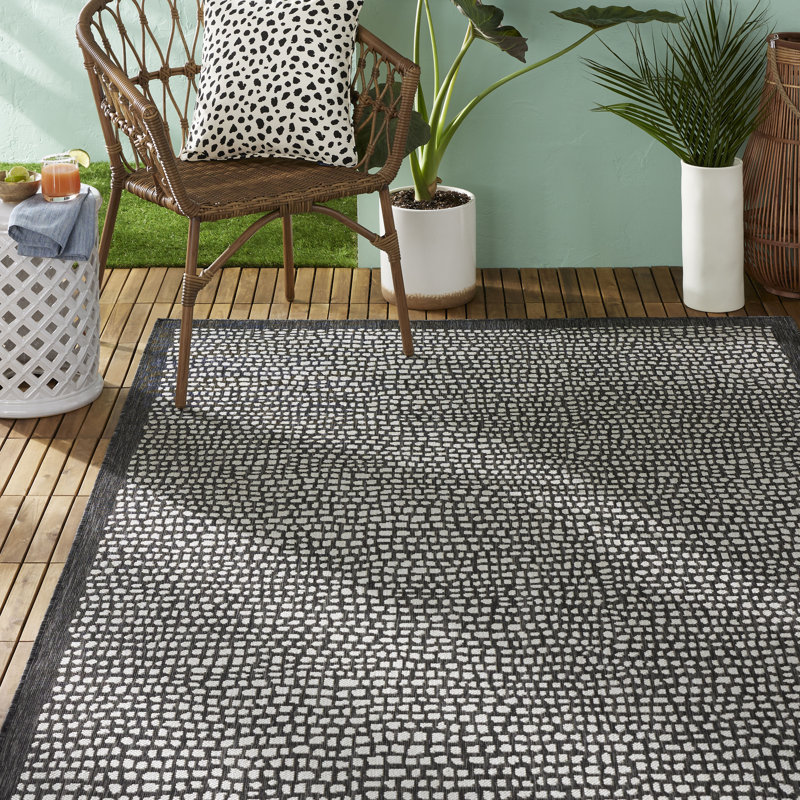 Tapis d'intérieur / extérieur noir Tommy Bahama Marlin, Rectangle 7 pi 10 po x 10 pi 2 po