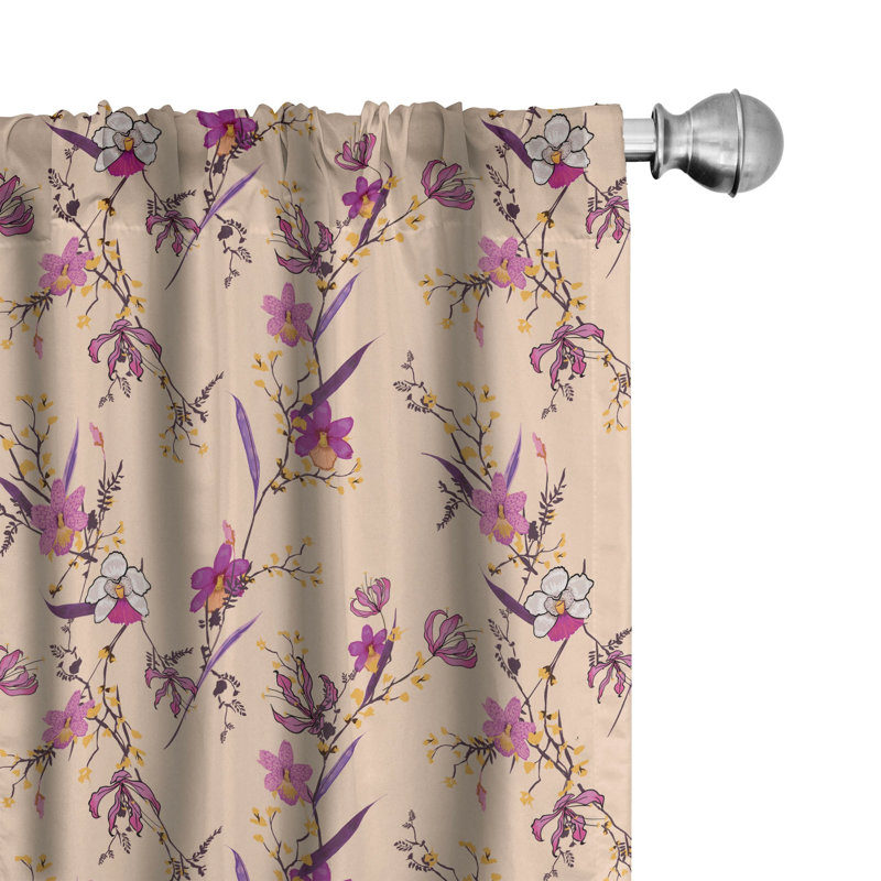 Floral Semi-Sheer Rod Pocket Curtain Panels, 28" x 84"
