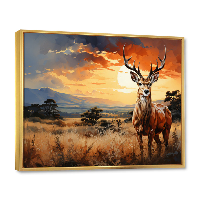 Blim " Gazelle Landscape II ", H 12 po x l 20 po x P 1 po, Cadre flottant doré
