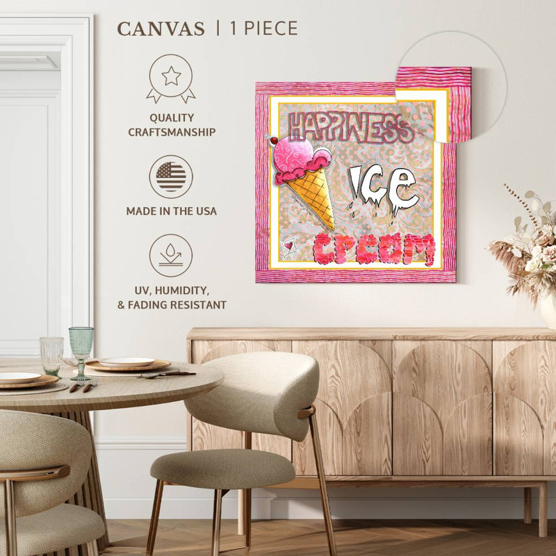 Yarlin My Happiness Is Ice Cream, 33" H x 33" W