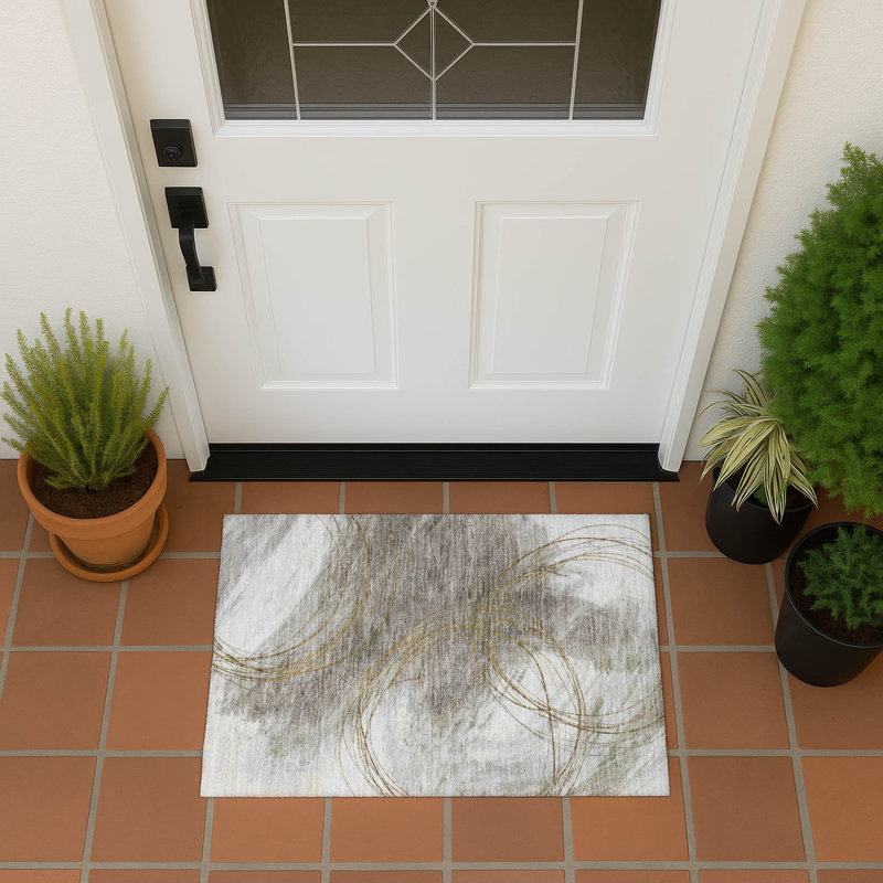 Machine Washable Indoor/Outdoor Chantille ACN2396 Abstract Rug, Rectangle 1'8" x 2'6"