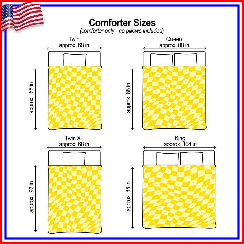 Yellow Wavy Checkerboard Comforter, Twin