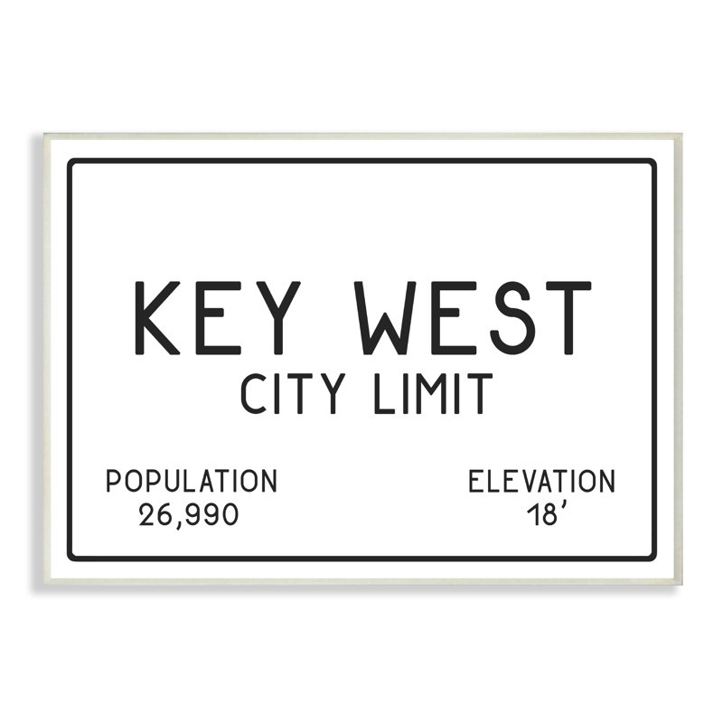 «Key West City Limit» par Daphne Polselli, reproduction d'art textuel sur toile, 10 po x 15 po, Plaque murale