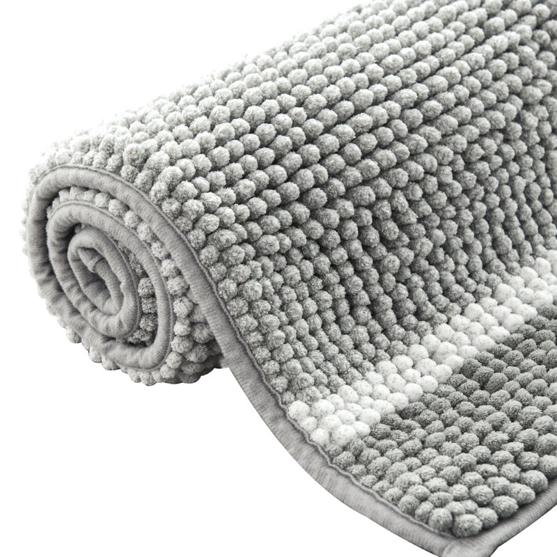 Roxboro Chenille Soft and Absorbent Bath Rug, 20" W x 32" L, Light Gray