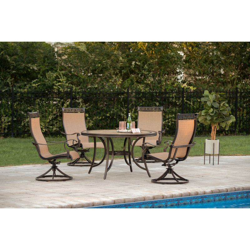 Alejando 4 - Person Patio Dining Set with Round Table , Cushions Included