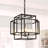 4-Light Black Geometric Cube Pendant Light with Clear Crystal Accents