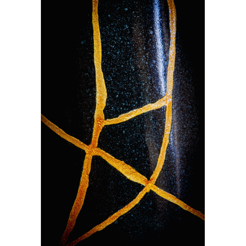 Black Vase With Gold - Wrapped Canvas Print, 122cm H x 81cm W x 3.8cm D