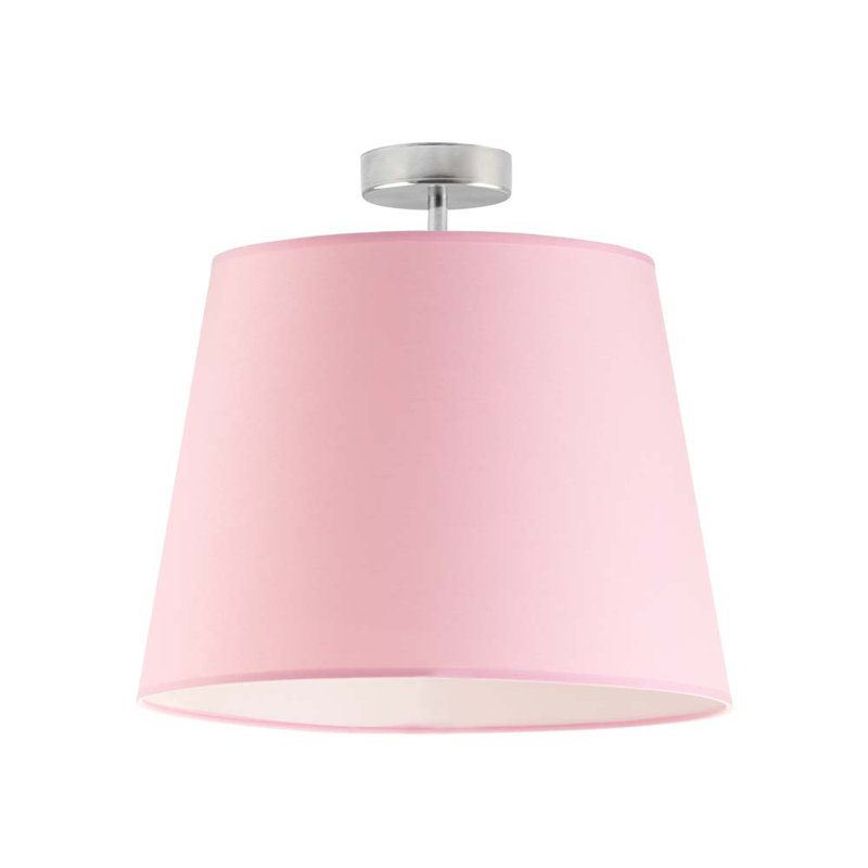 Deima Fabric Semi Flush Mount, Polished Silver, Pink