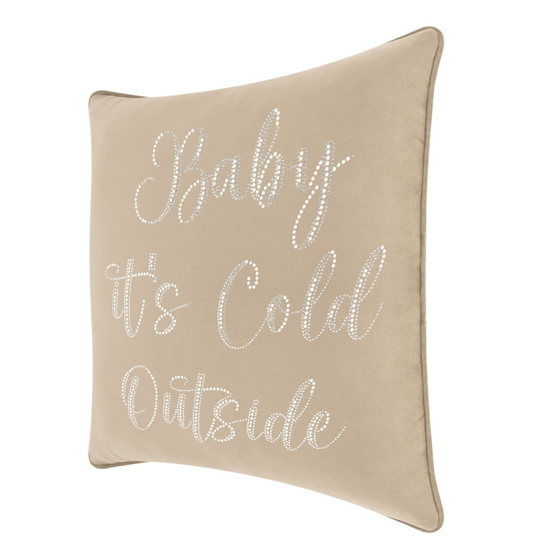 Coussin Sparkles Home Strass | Rembourrage en plumes | Luxe, Carré 16 po, Velours taupe