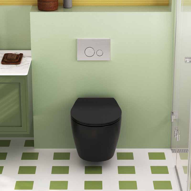 DeerValley 4L/6L LPF Elongated Wall Mounted Wall Hung Toilets (Seat Included), Matte Black