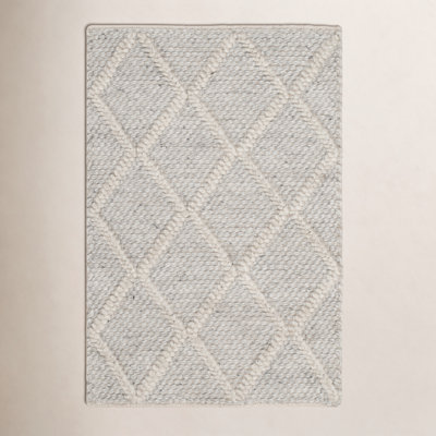Russo Silver Ivory Flatweave Geometric Rug