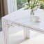White Marble-Patterned MDF Dining Table With Recessed Legs, Featuring A Minimalist Yet Luxurious Design. Suitable For 6-8 People, Versatile And Adaptable To Various Spaces.