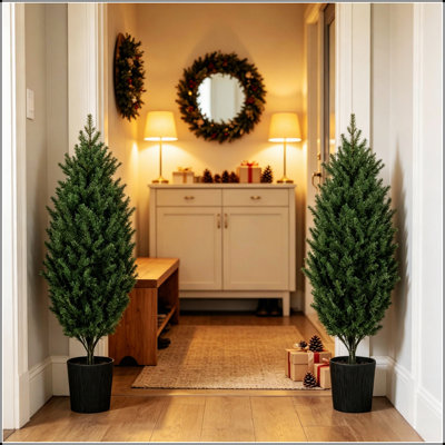 Ensemble d'arbre de Noël en cèdre artificiel avec embouts en polyéthylène résistants aux rayons UV pour la décoration intérieure et extérieure des Fêtes