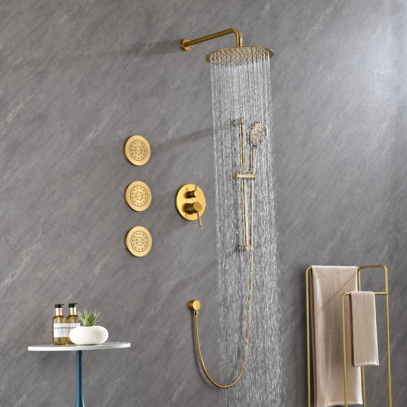 All-In-One Kit with Rough in-Valve, Brushed Gold