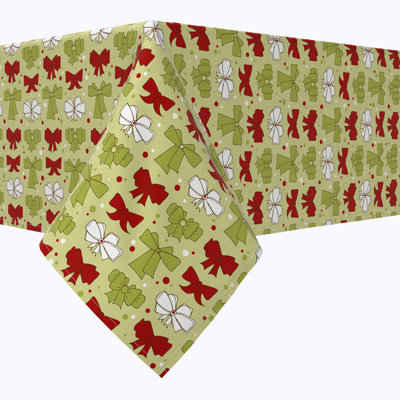 Eildhi  Square Tablecloth, 100% Cotton, Christmas Bows