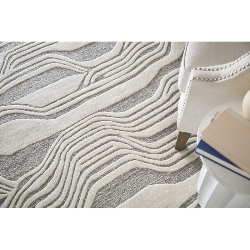 Kimball Transitional Abstract Ivory Area Rug, Rectangle 9' x 12'