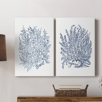 Croquis de jardin d'été Herb I - Toile tendue avec châssis de qualité supérieure - Prêt à être accroché