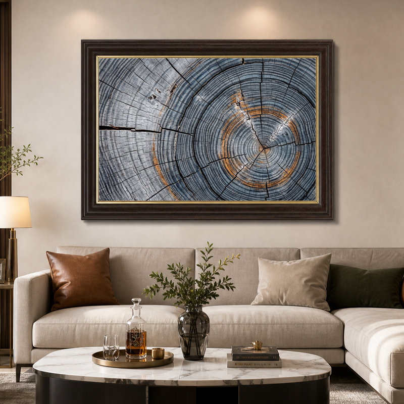 Art mural sur toile gris et orange, H 12 po x l 18 po