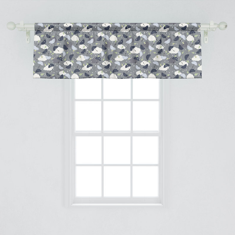 Pale Green and White Rain Pattern Satin Valance Set