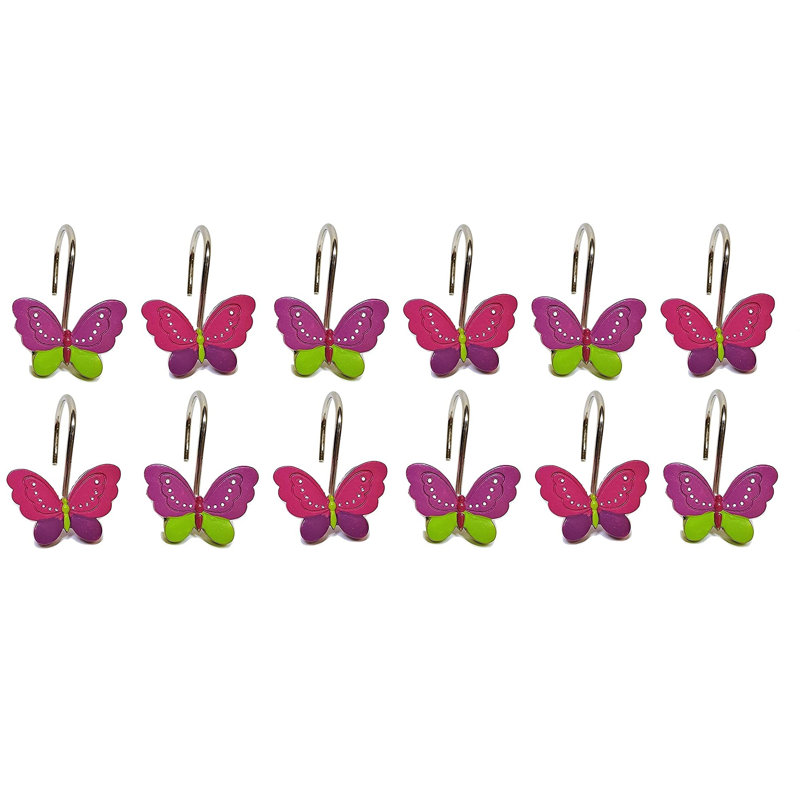 Crochets de rideau de douche Neon Butterfly