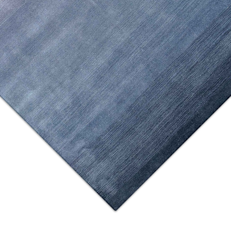 Tapis bleu en laine tissé à la main Wilfredo, Rectangle 3 pi 6 po x 5 pi 6 po