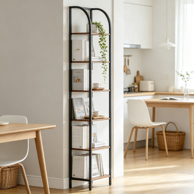 Étagère haute et étroite avec structure en acier, meuble de rangement gain de place pour salon, chambre, bureau, style industriel rustique