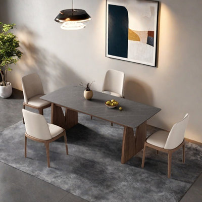 Sintered stone rectangular dining table set