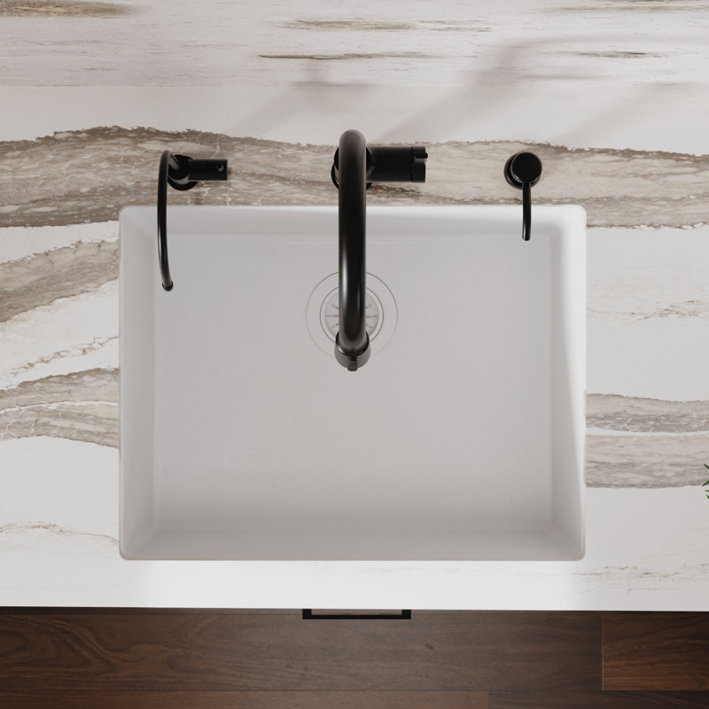 Évier de cuisine à simple cuve 24 3/8 po x 19 1/8 po Karran Quartz, Blanc
