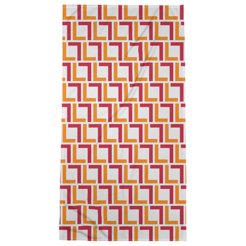 Bath Towel, White/Orange/Red