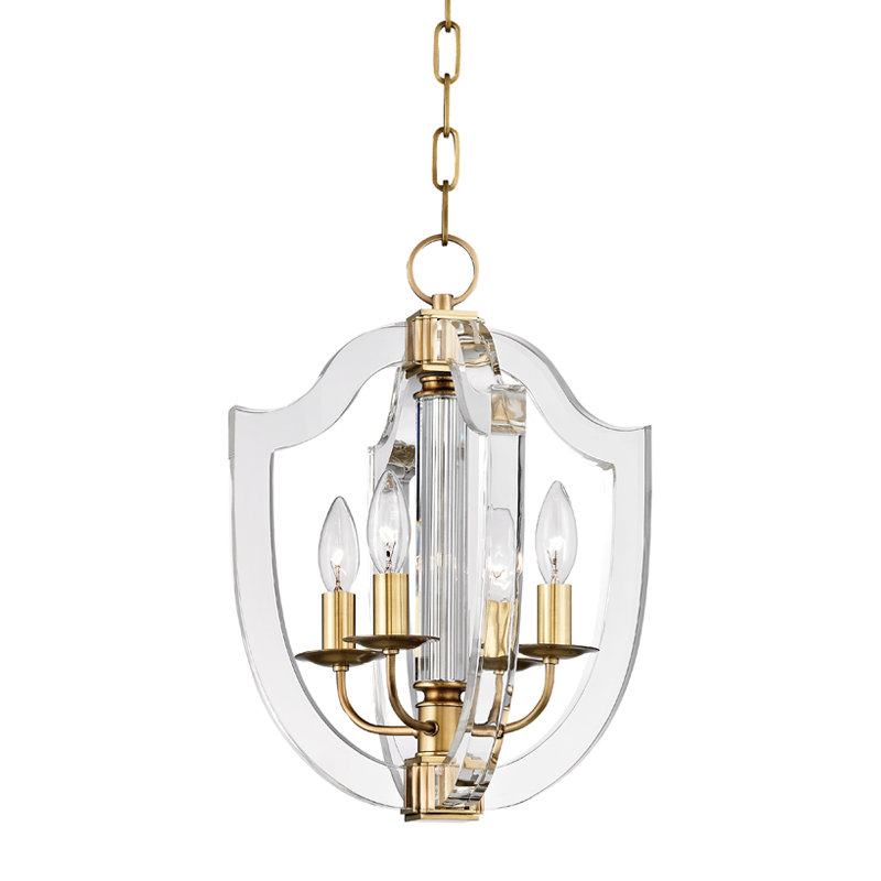 Arietta 4 - Light Chandelier, Aged Brass, 17" H X 12.25" W X 12.25" D
