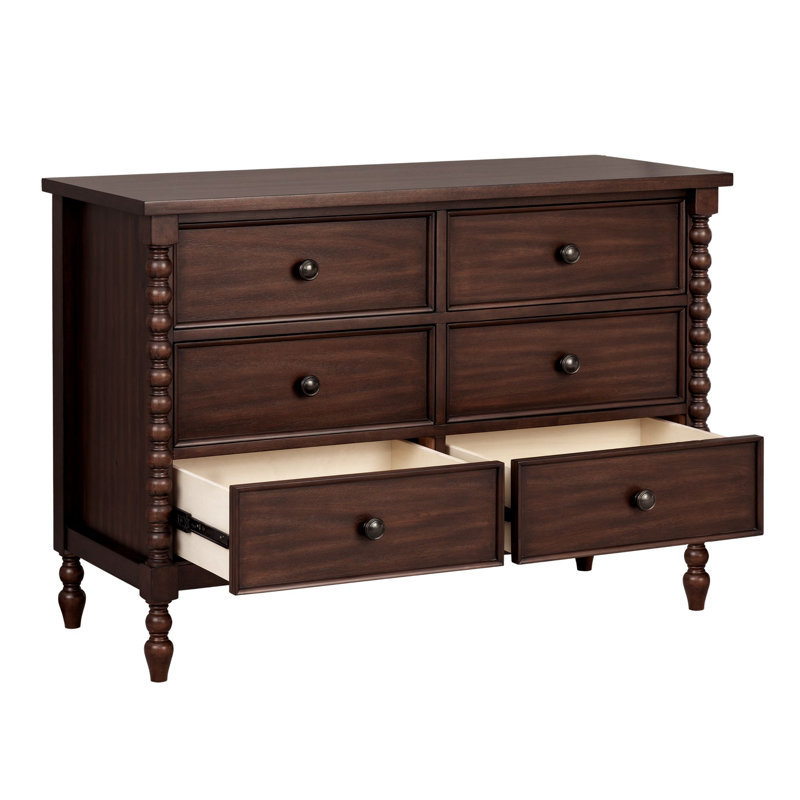 Commode en bois massif brun 46 po avec 6 tiroirs Beckett Morocco, Brun marocain