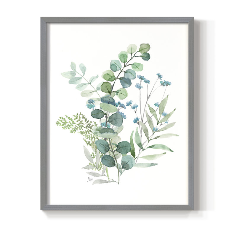Blue Mist Eucalyptus I Framed Print - Solid Wood, Grey, 11" H x 9" W