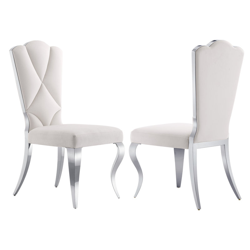 Chaise d'appoint Marcas, Blanc, Argent